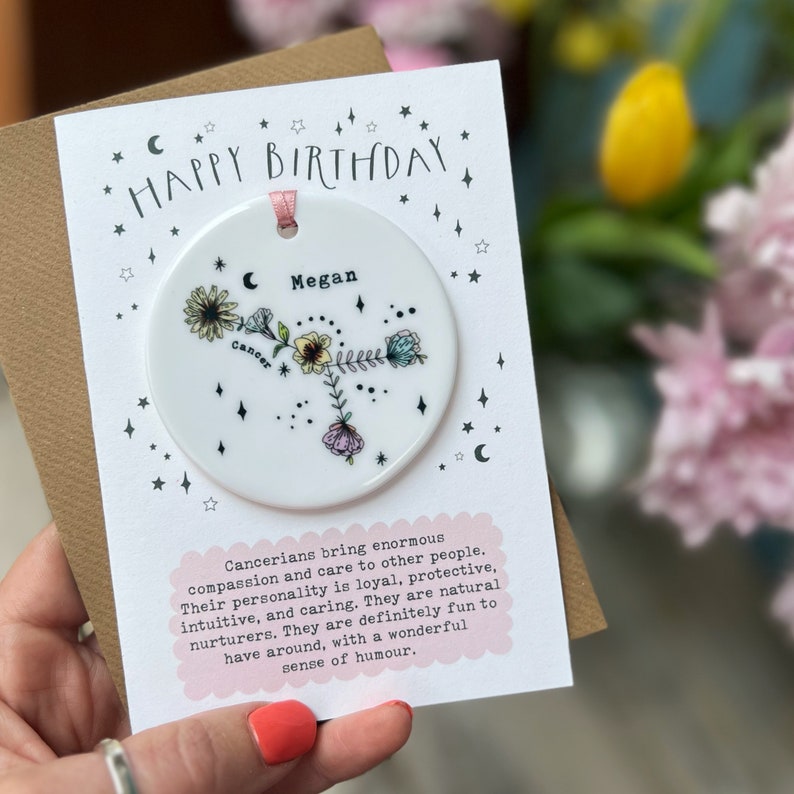 Zodiac Floral Star Constellation Birthday Card Best Friend Card Keepsake Birthday Card Birth Signs Star Signs personalised Card image 1