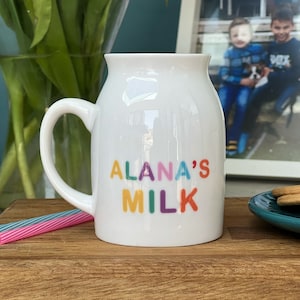 Luxury Colourful Personalised Bone China Milk Mug - Bone China Mug - Children&#39;s Gift - Hot Chocolate Mug - Kids Warm Milk Mug