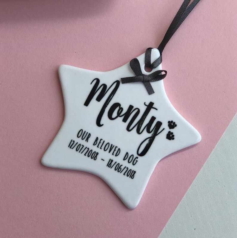 Ceramic Star Pet Memorial Decoration Personalised Pet Loss Etsy UK
