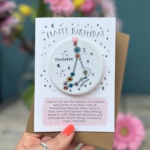 Zodiac Floral Star Constellation Birthday Card Best Friend Card Keepsake Birthday Card Birth Signs Star Signs personalised Card image 2