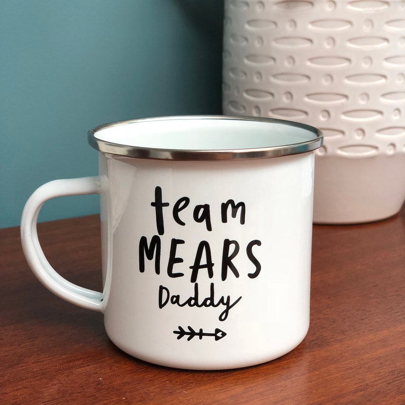 Family Personalised Enamel Mug Set Team Surname Family gift Tin Mugs image 6