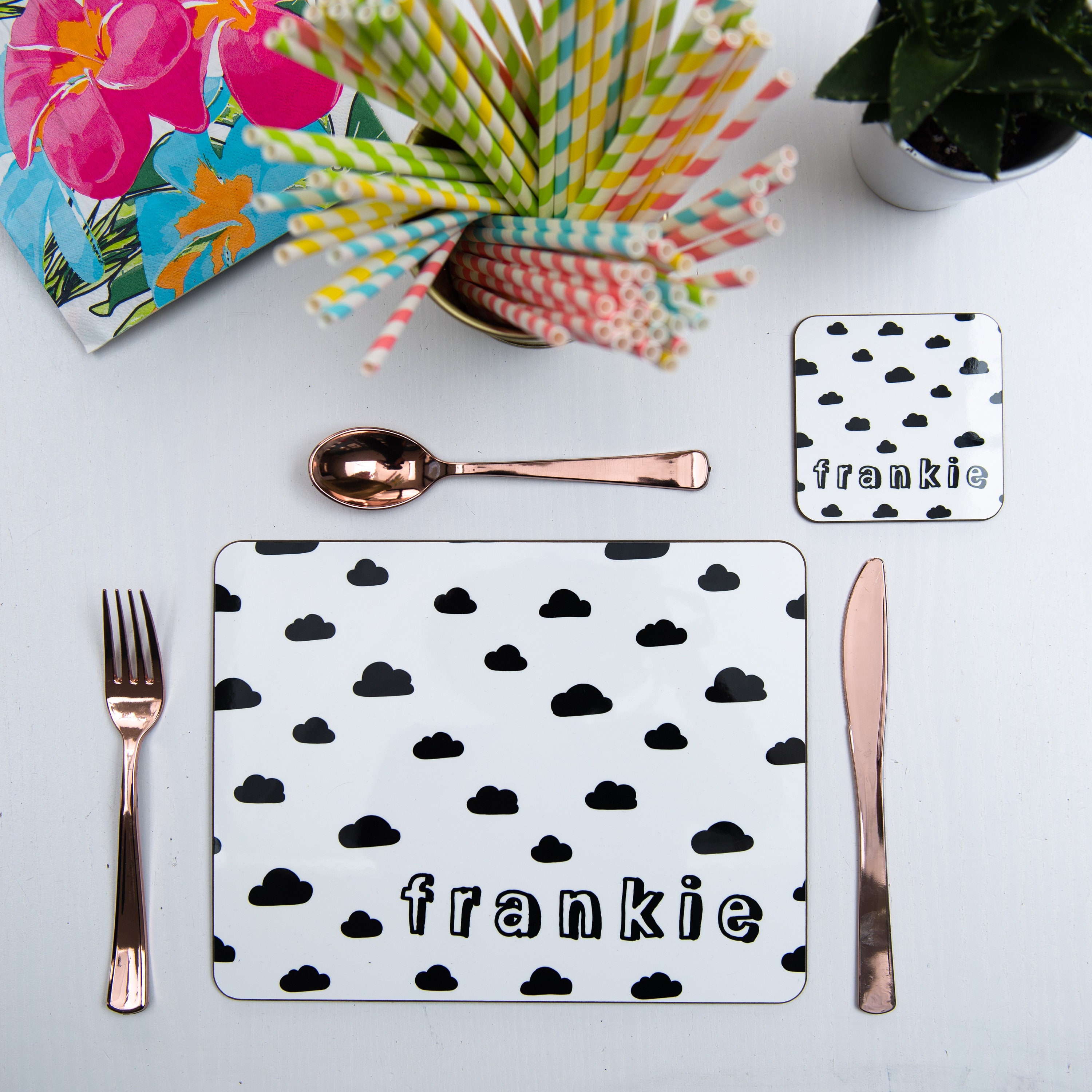Monochrome Personalised Placemat Etsy