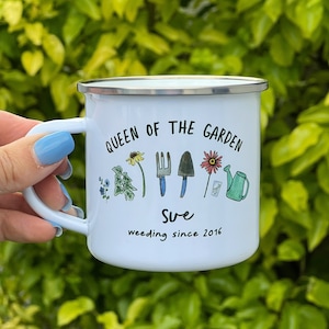 Personalised Gardening Enamel Mug - Garden Lover Tin Mug