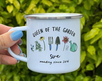 Personalised Gardening Enamel Mug - Garden Lover Tin Mug