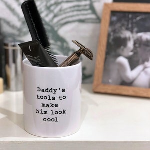Text Daddys Tools to Make Him Look Cool Grooming Kit Pot Ceramic Pot Fathers Day Grooming Set Bathroom Storage Gift For Him afbeelding 3