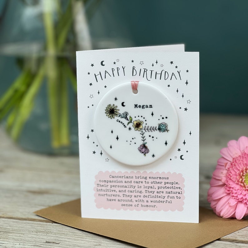 Zodiac Floral Star Constellation Birthday Card Best Friend Card Keepsake Birthday Card Birth Signs Star Signs personalised Card image 8