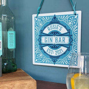 Gin Bar Sign - Personalised - Metal Sign for home bar