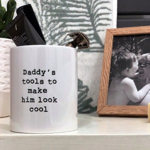 Text Daddys Tools to Make Him Look Cool Grooming Kit Pot Ceramic Pot Fathers Day Grooming Set Bathroom Storage Gift For Him afbeelding 5