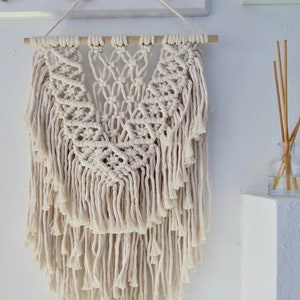 Macrame Wall Hanging | Neutral | Handmade | Cotton Rope | Home Decor | 18&quot;LX12W&quot; | Fiber Art