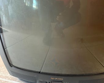 Sharp 19f-m50 19” CRT TV Vintage 1994 Missing Power Button  Works With Remote
