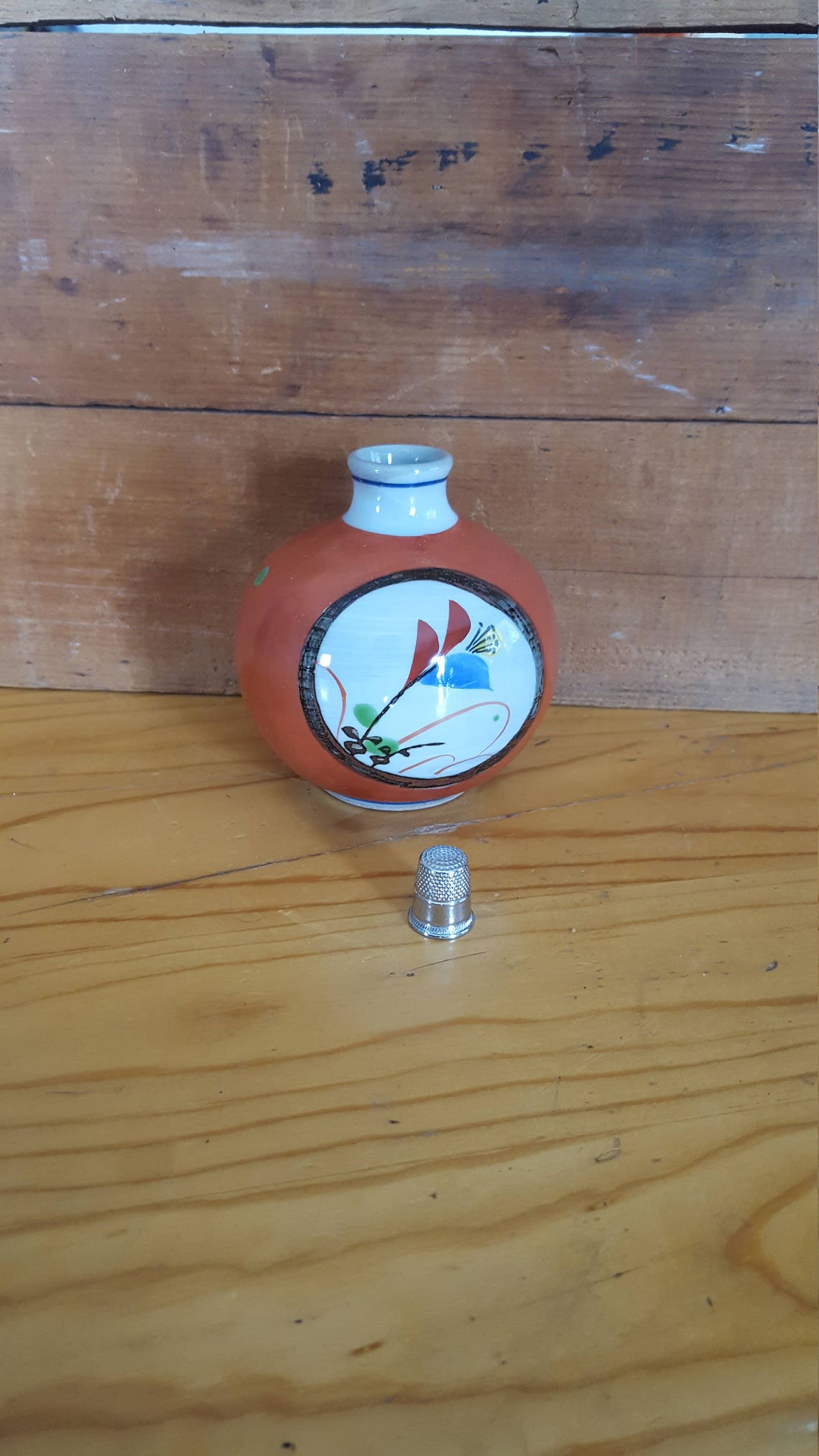 Mid Century Small Orange Ceramic Vase Etsy