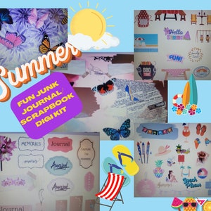 SUMMER FUN junk journal digital kit MASSIVE summer ephemera journal scrapbooking paper craft digital kit summer images pages journal