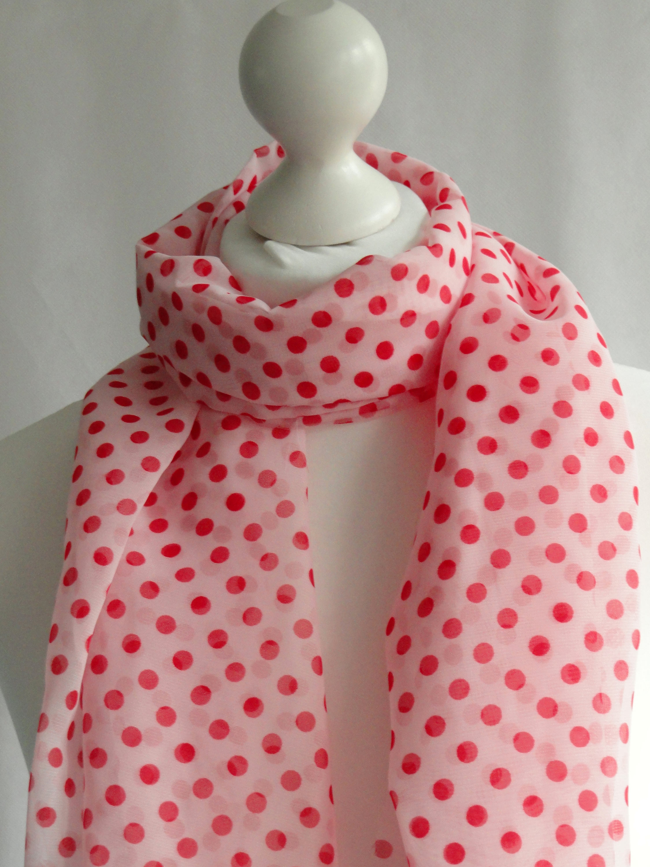 Polka dot scarf White and red polka dot scarf Dot print Etsy