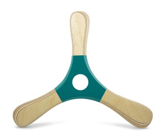 Light boomerang for beginners and children - PROPELL 3 turquoise, wooden toys