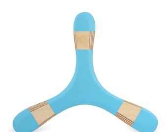 DVERG - Dreiflügler Bumerang in cream blau |  | für Rechtshänder*in | Holzspielzeug für Kinder