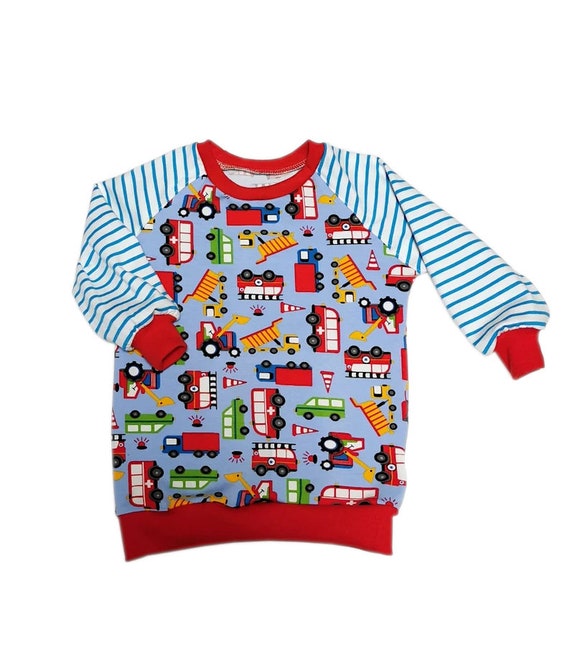 Raglanpullover Gr. 86/92 Fahrzeuge