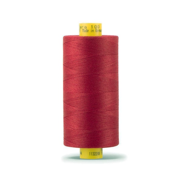 Gutermann Mara 100 Poly Wrapped Poly Core Thread - Tex 30 - 1,093 Yds. - #384, Garnet Red