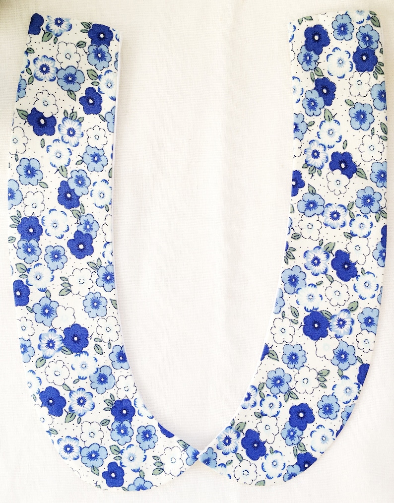 Peter Pan Collar Detachable Child age 2 3 4 5 6 7 8 9 10 11 12 Gift Set Handmade Blue Floral Bild 7