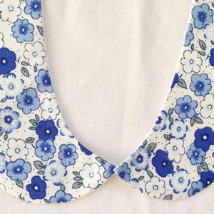 Peter Pan Collar Detachable Child age 2 3 4 5 6 7 8 9 10 11 12 Gift Set Handmade Blue Floral Bild 5