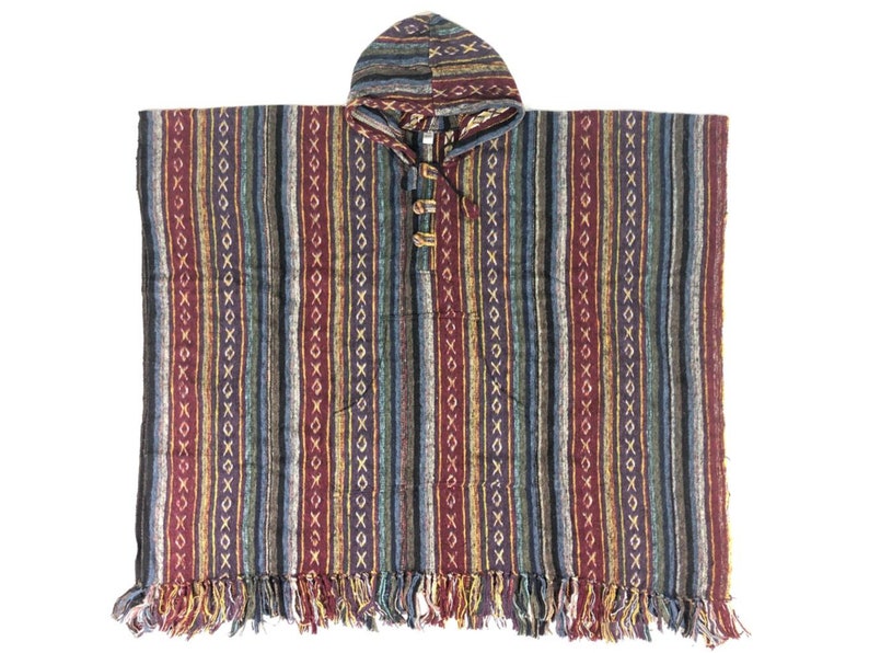 Poncho à capuche épais 100 % tissé et coton gratté adulte moyen/grand Option 3