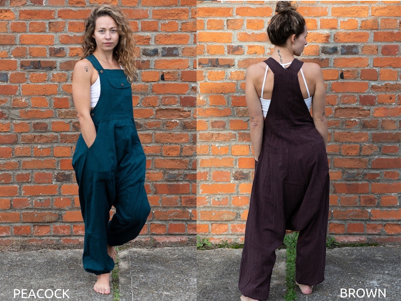 HAREM DUNGAREES Ali Baba Unisex Jump Suit Overalls Romper 11 Color Options Cultural Roots PEACOCK
