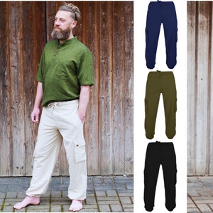 COTTON CARGO PANTS - Thick Woven Brushed Cotton Fabric - Cargo Pants Trousers Joggers - Cultural Roots
