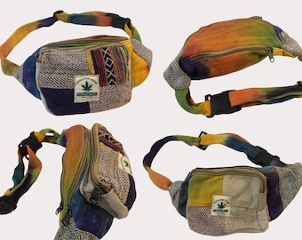 Himalayan hand crafted Hemp Cotton Bum bag / Fanny pack /Hip Bag - Eco Friendly