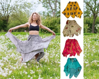 SILK FAIRY SKIRT - Free Size Festival Party Summer Dress - Unique Individual Fabric Designs - Cultural Roots