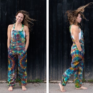 TIE DYE DUNGAREES - Traditional Straight Leg Fit (Ankle Options) - Unisex Jump Suit Overalls Romper - Cultural Roots