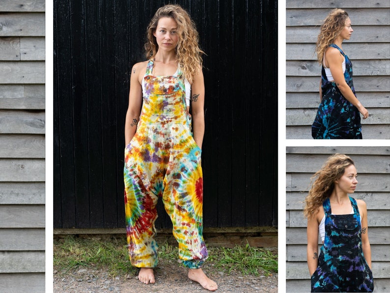 TIE DYE HAREM Ali Baba Unisex Dungarees Jump Suit Overalls Romper Cultural Roots zdjęcie 1