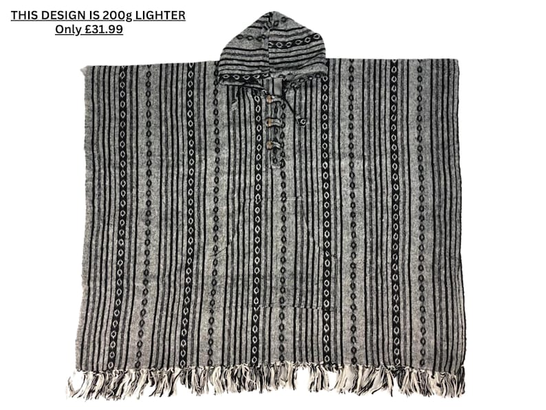 Poncho à capuche épais 100 % tissé et coton gratté adulte moyen/grand Option 5