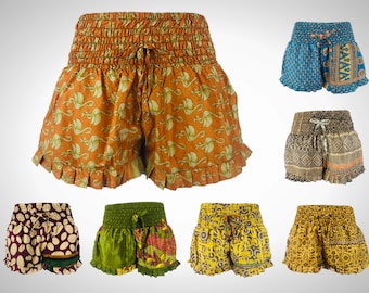 Taille 34 pouces - SHORT EN SOIE (XXL) Vêtements de festival d'été Modèles uniques Bloomers à volants Pantalons chauds - Racines culturelles