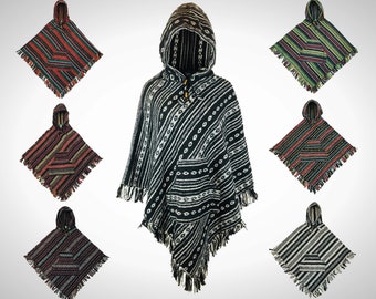 Heavy 100% Woven and Brushed Cotton Hooded Hoodie Poncho (Junior - Small Adult)