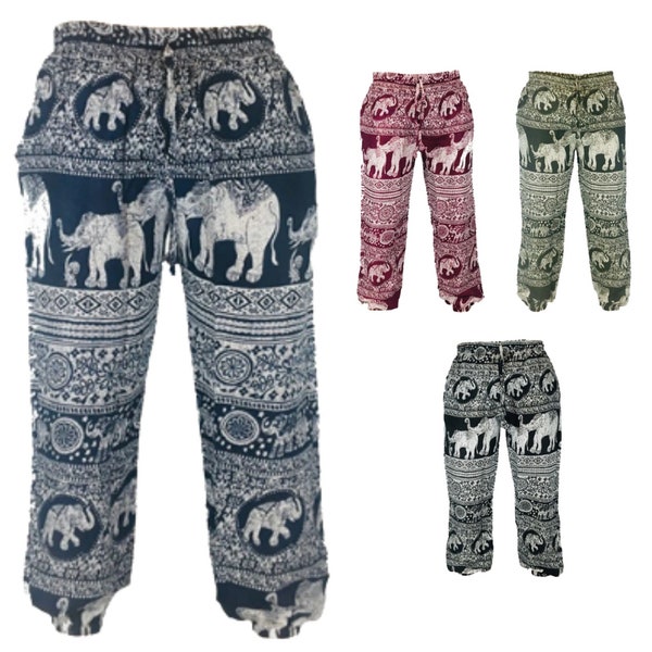 LIGHTWEIGHT ELEPHANT PANTS - Unisex Freesize Stretchy Harem Yoga Summer Lounge Trousers - Cultural Roots