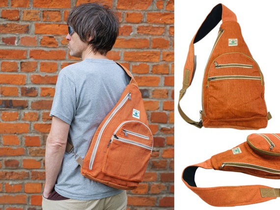 HEMP COTTON SLING Backpack Rucksack Bag - Hand Crafted Eco ...