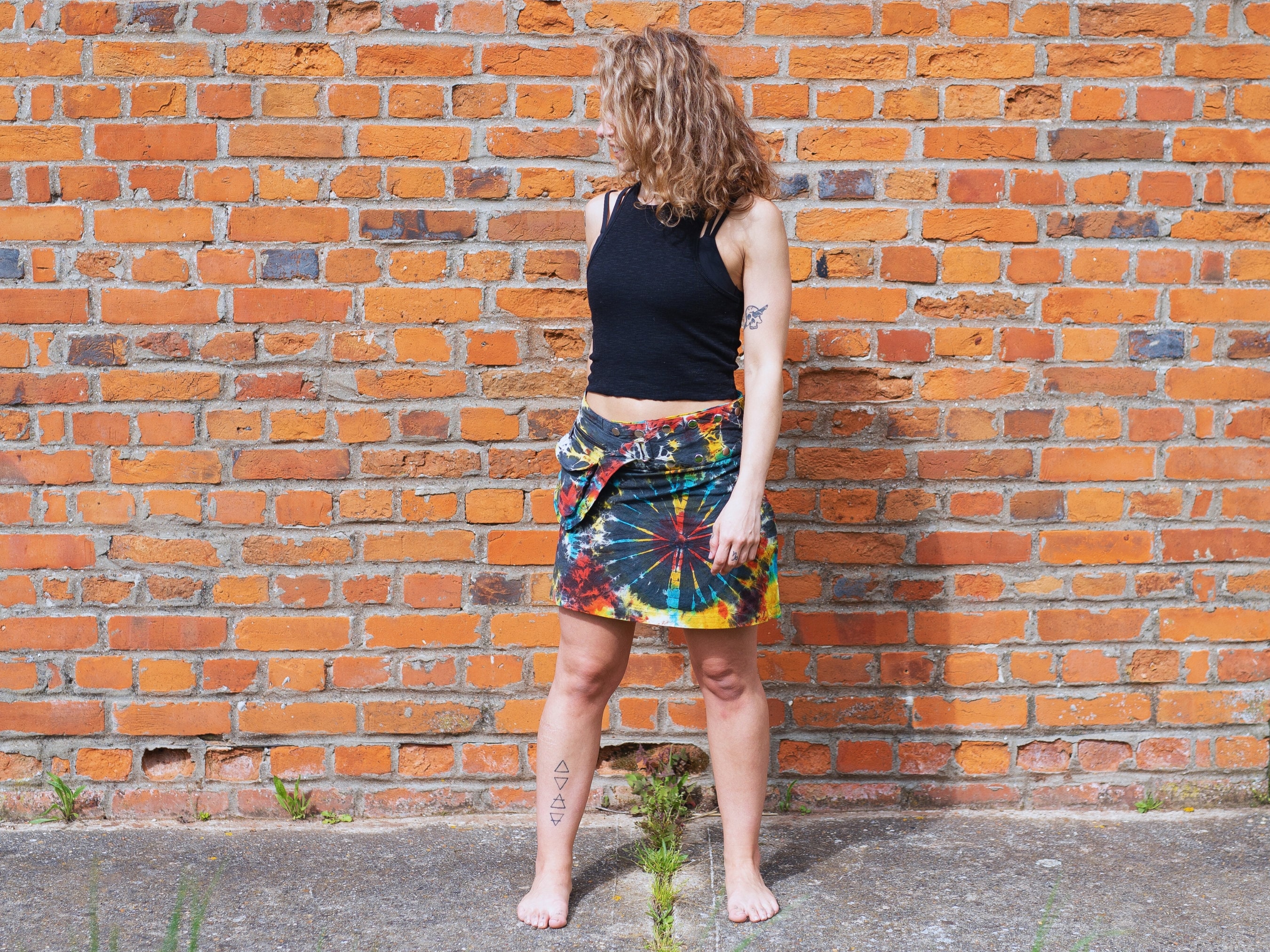 TIEDYE MINI SKIRT - Free Size Tie Dye Hippie Wrap Round