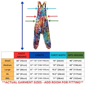 TIE DYE HAREM Ali Baba Unisex Dungarees Jump Suit Overalls Romper Cultural Roots zdjęcie 2