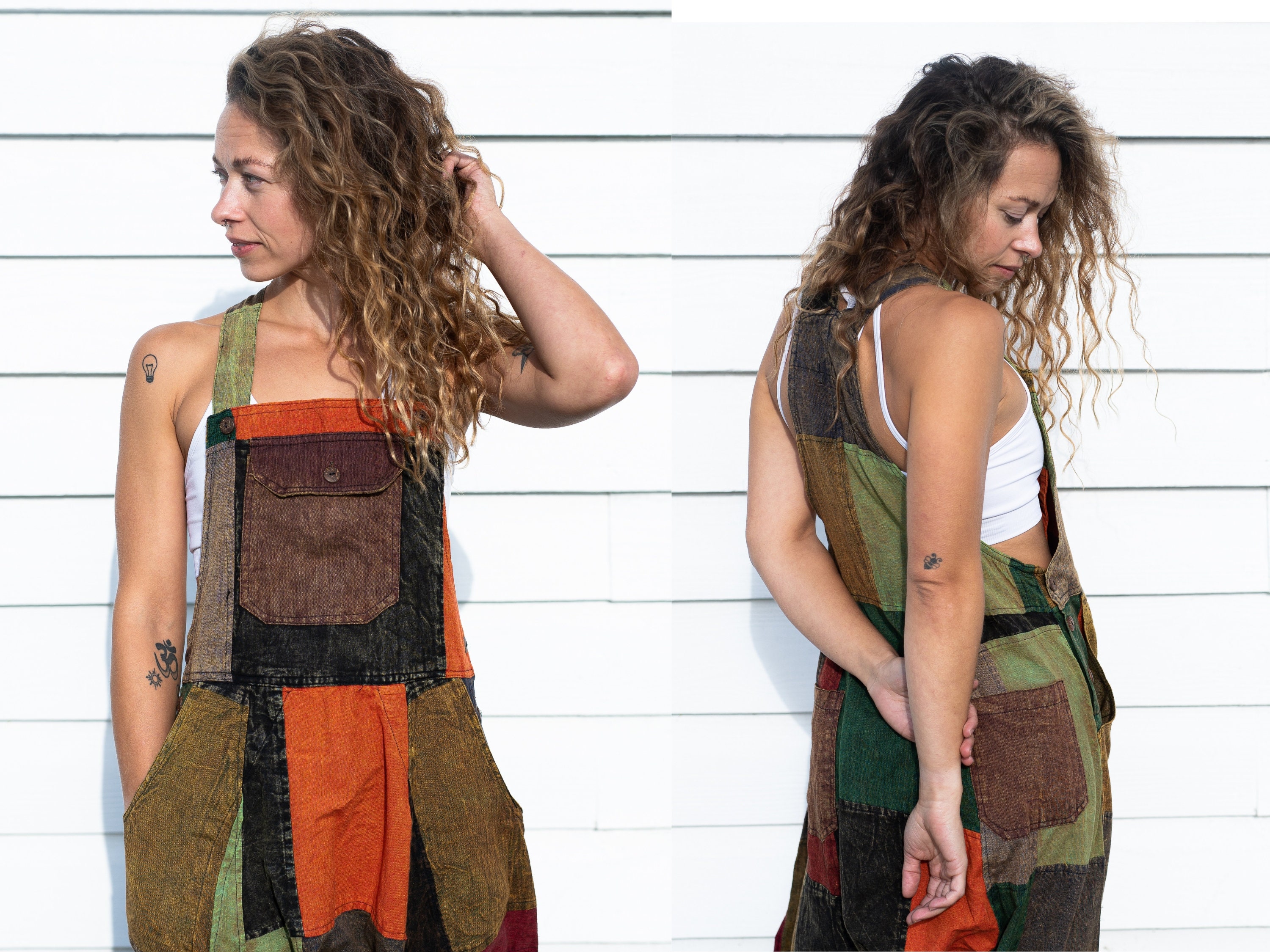 Tuta Salopette Donna Vintage Harem Comodo Eleganti Pantaloni Baggy - Foto 5