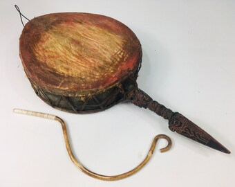 Schöne Vintage Handgefertigte Himalayan Shaman Drum Dhyangro - Voll funktionsfähig