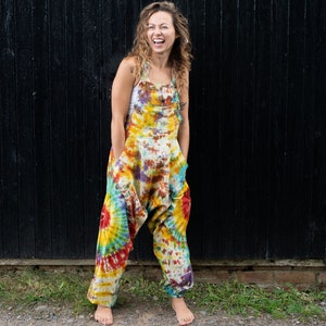 TIE DYE HAREM Ali Baba Unisex Dungarees Jump Suit Overalls Romper Cultural Roots zdjęcie 3