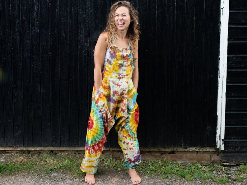 TIE DYE HAREM Ali Baba Unisex Dungarees Jump Suit Overalls Romper Cultural Roots zdjęcie 3