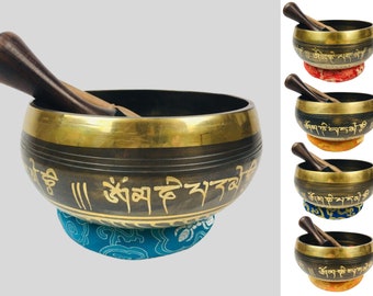 8 1/2"  ( 3rd Eye chakra) Tibetan Buddhist Brass Etched Meditation Singing Bowl - 2 kg - Cultural Roots Singing Bowls