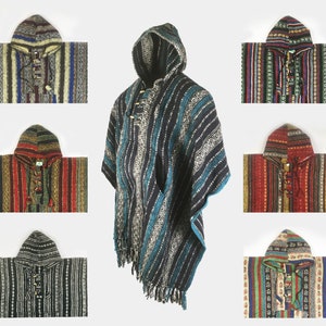 Heavy 100% gewebte und gebürstete Baumwolle Kapuzenpullover Poncho Medium / Großer Erwachsener Bild 1