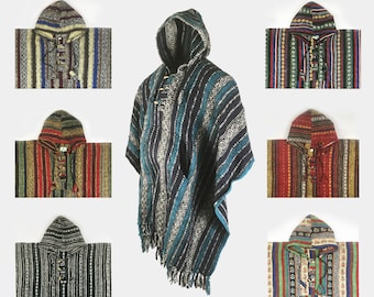 Heavy 100% gewebte und gebürstete Baumwolle Kapuzenpullover Poncho (Medium / Großer Erwachsener)