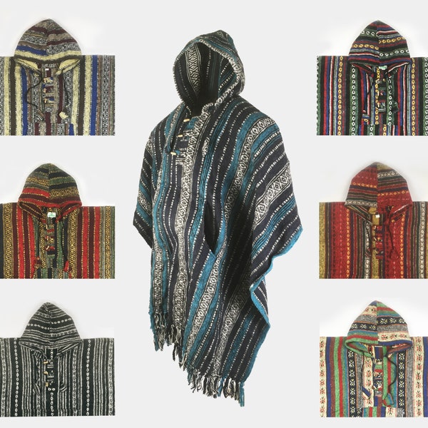Heavy 100% Woven and Brushed Cotton Hooded Hoodie Poncho (Medium/Large Adult)