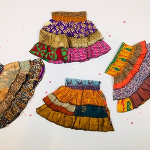 KIDS RaRa SKIRT Upcycled Sari Material Ruffle / Layered / Tiered Skirt image 1