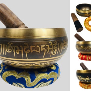 4 1/2" (Sacral & Solar Plexus Chakra) Tibetan Brass Etched Singing Healing Bowl - 440g - Cultural Roots Singing Bowls