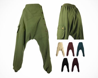 HAREM BUTTON PANTS - Unisex Ali Baba Trousers Urban Street Wear - Cultural Roots