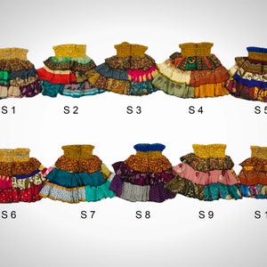 KIDS RaRa SKIRT Upcycled Sari Material Ruffle / Layered / Tiered Skirt SMALL - Age 2-3