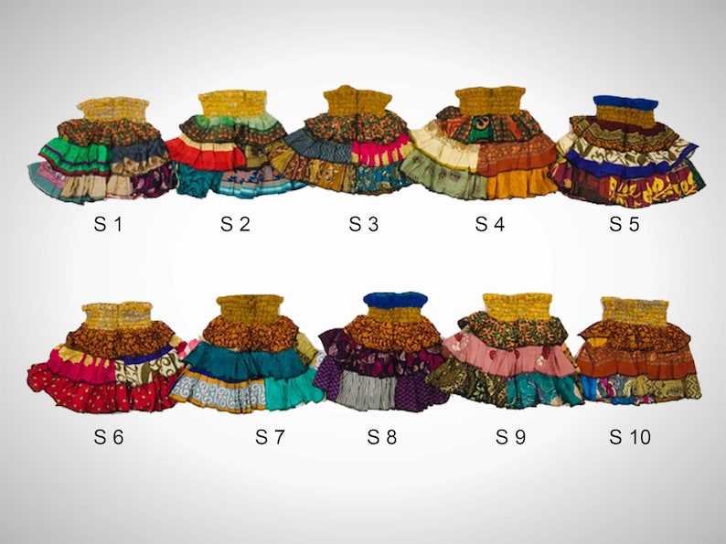 FALDA RaRa PARA NIÑOS Material de sari reciclado Volantes / Capas / Falda con gradas SMALL - Age 2-3